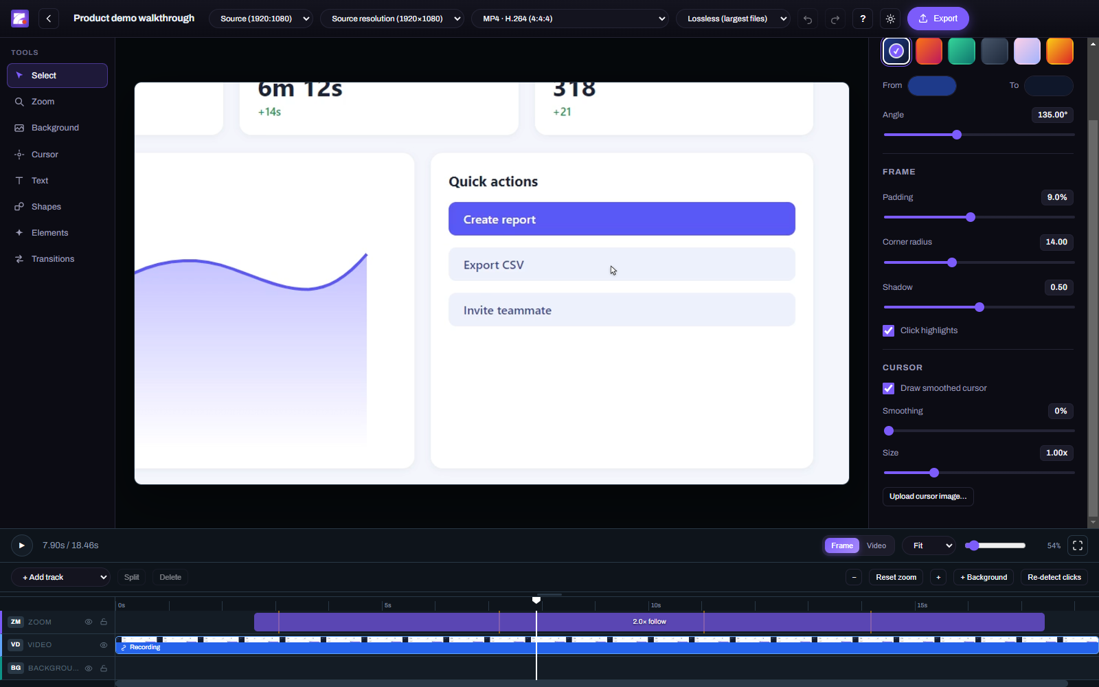 ZoomArc cursor settings: smoothing, size and custom cursor image